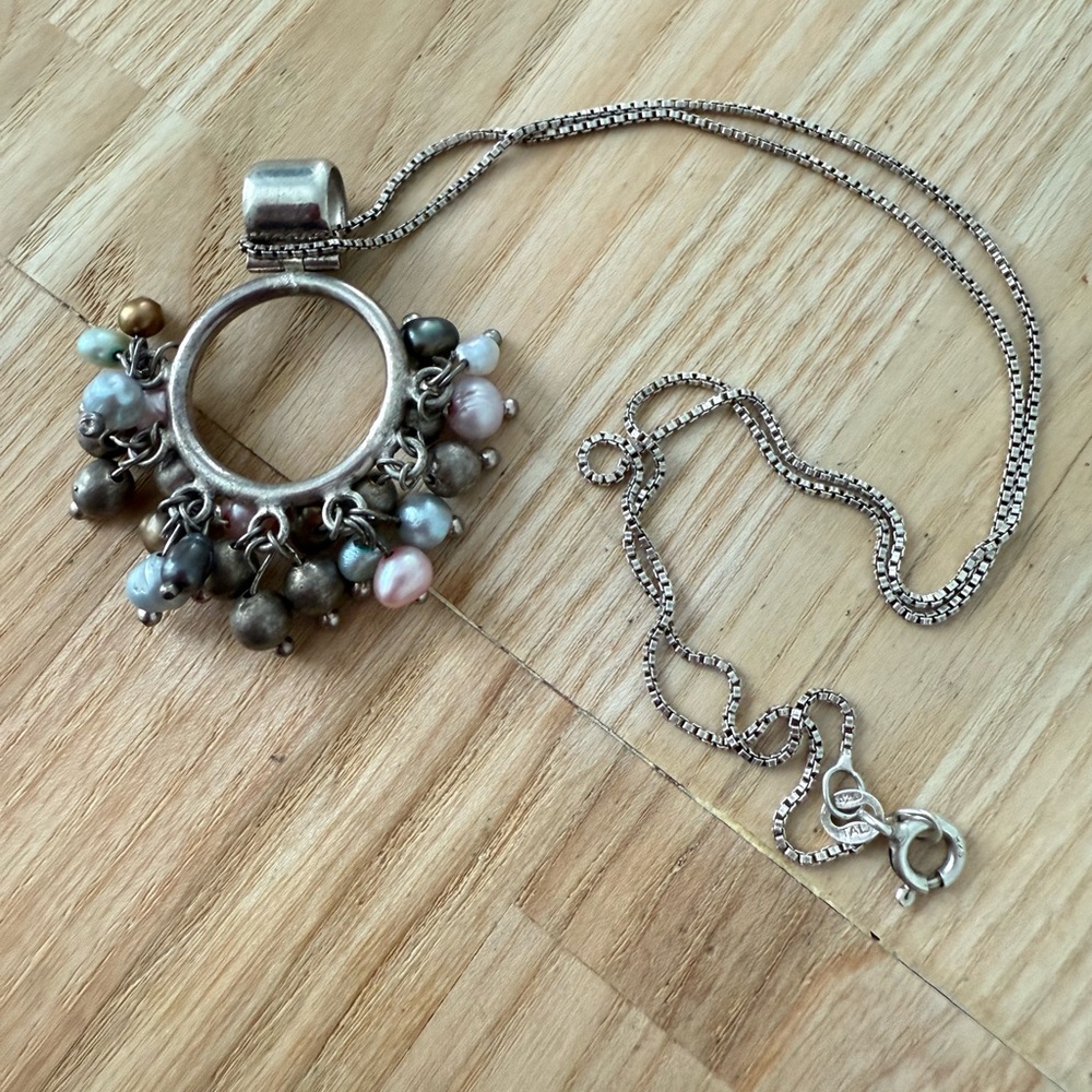 925 Sterling silver cluster cha cha pearl ring pendant necklace